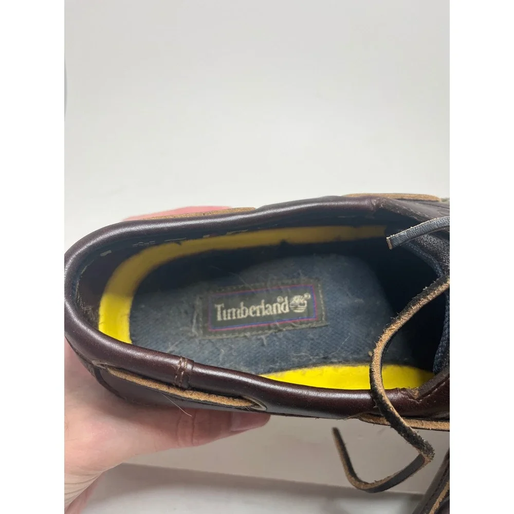 Timberland Mens Boat Yacht Shoes 10.5 M Brown Leather 2 Eyelet Classic Lug Sole
